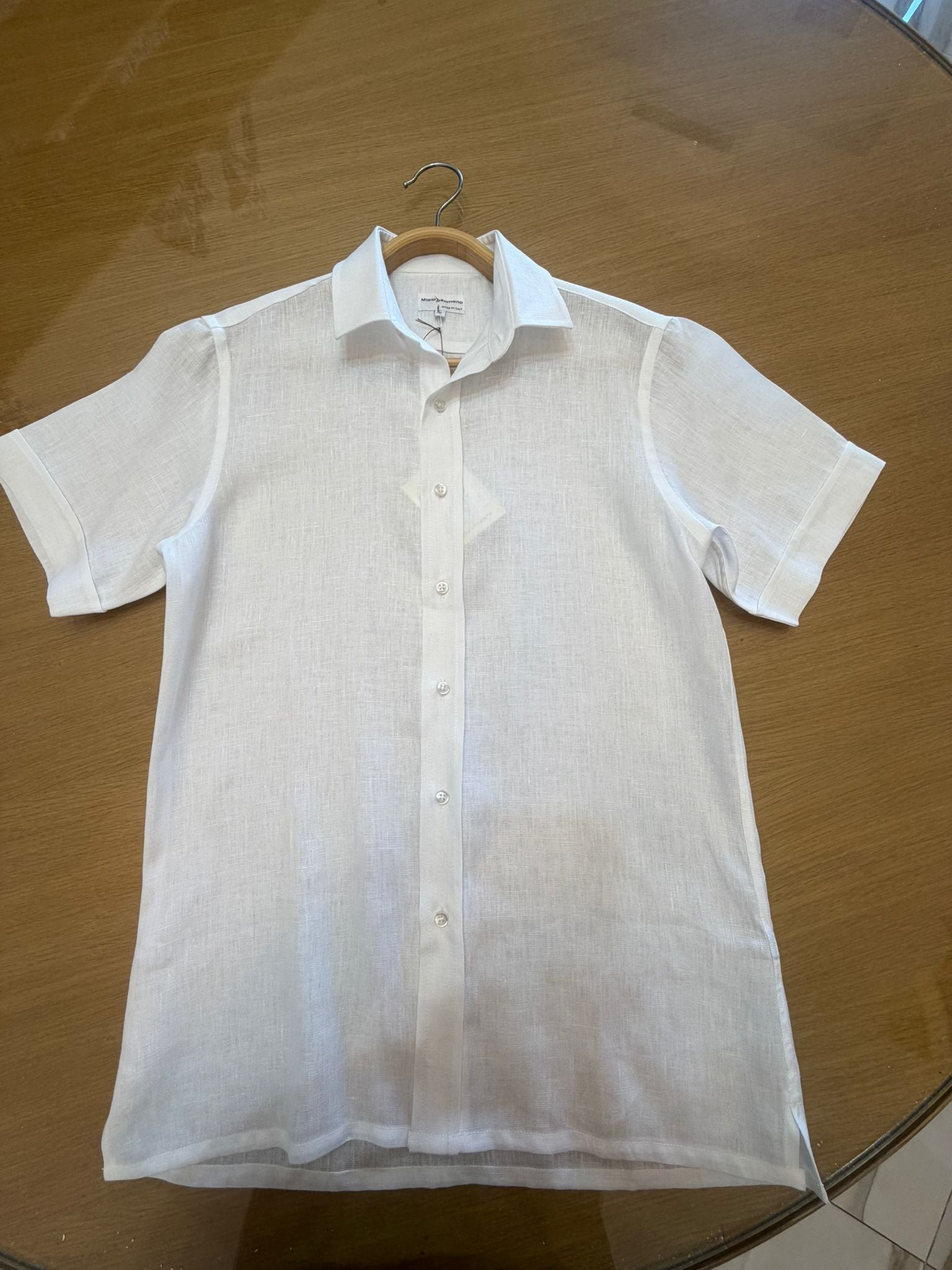Camicia in Lino Bianco Manica Corta