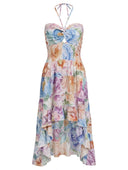 Asymmetrical Dress with Halter Neck