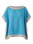 Poncho In Lino Due Quadrati Bicolore