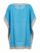 Poncho In Lino Due Quadrati Bicolore