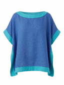 Poncho In Lino Due Quadrati Bicolore