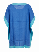 Poncho In Lino Due Quadrati Bicolore